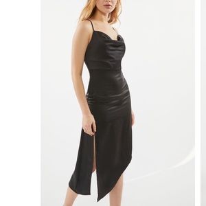 OU Satin Slit Side Midi Dress